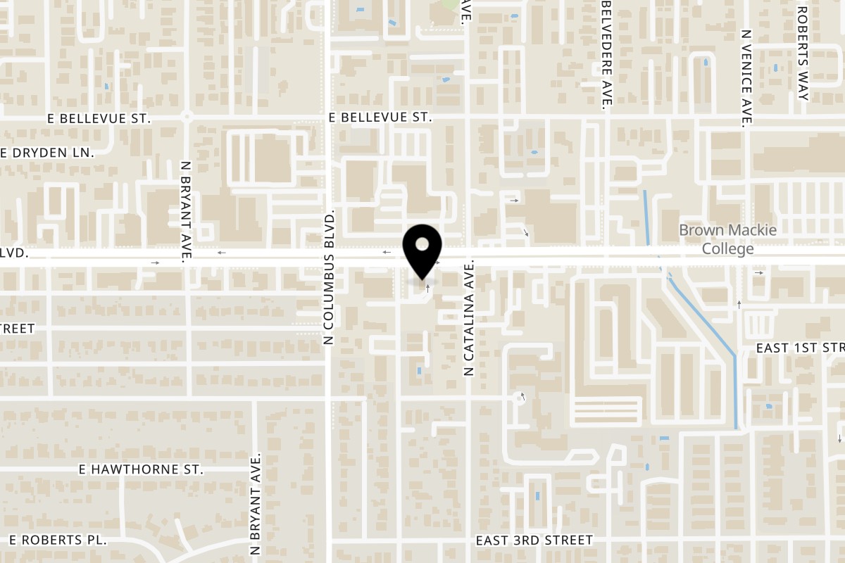 Map showing the location of Taco Plus Mexican Grub on 4352 E Speedway Blvd in Tucson